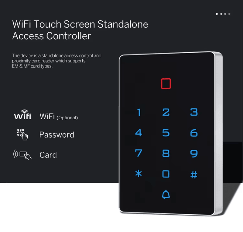 Lista tehničkih specifikacija za T12 WIFI kontroler vrata pruža detalje o radnom naponu i kapacitetu korisnika za planiranje sistema