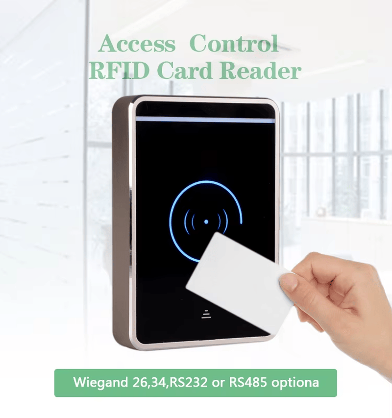 Ova slika ističe 125kHz 13.56MHz RFID čitač pristupnih kartica za bezbednost sa LED indikatorom za RFID pristupnih čitača aplikacije.