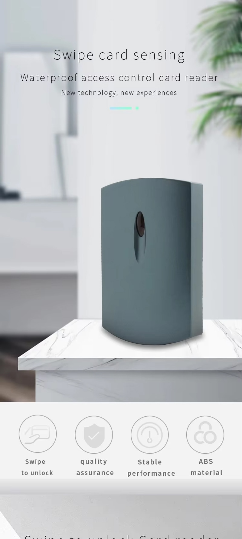IP68 spoljni RFID čitač pristupa za sigurna vrata prikazan iz jasne perspektive sigurnosnog sistema za primene RFID čitača pristupa.