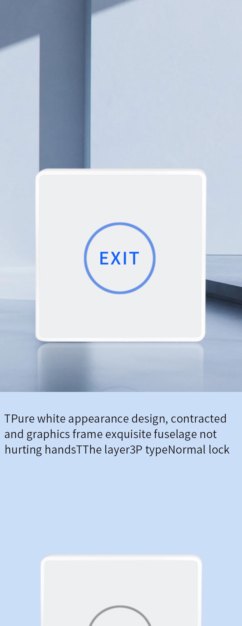 ZY-TK505 touch izlazno dugme prikazuje plavi indikator u stanju pripravnosti i zeleni indikator aktivnog stanja LED statusa kako bi pružilo jasnu vizuelnu povratnu informaciju posetiocima