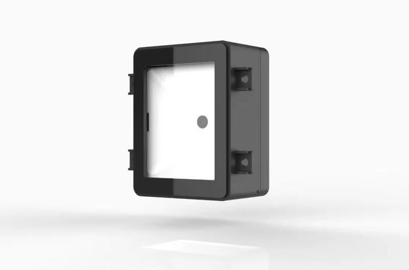 Ova slika prikazuje ugrađeni modul RFID čitača za kontrolu pristupa sa QR kodom za instalaciju na ulaznim vratima u aplikacijama čitača pristupa putem QR koda.