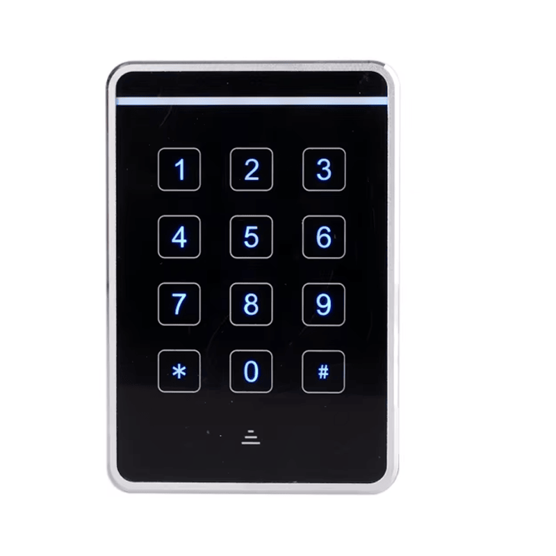 Prednji prikaz samostalnog pristupnog čitača J20-M2634 usmeren je na elegantnu numeričku tastaturu i područje induktivnog RFID očitavanja za korisnike.